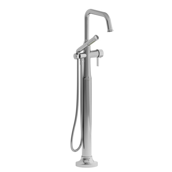 Riobel Momenti Floor-Mount Tub Filler with Hand Shower with Square Spout