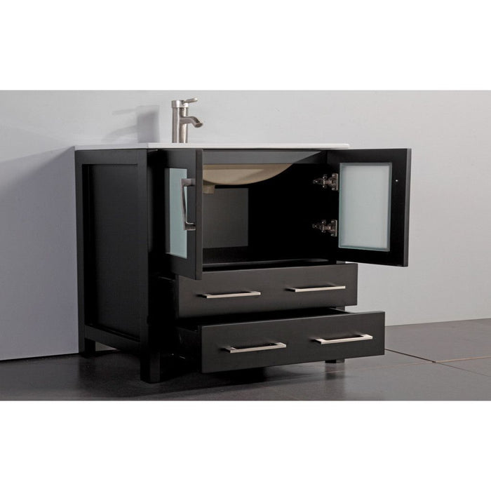 London 84" Double Sink Bathroom Vanity Set with Sink and Mirrors - 2 Side Cabinets