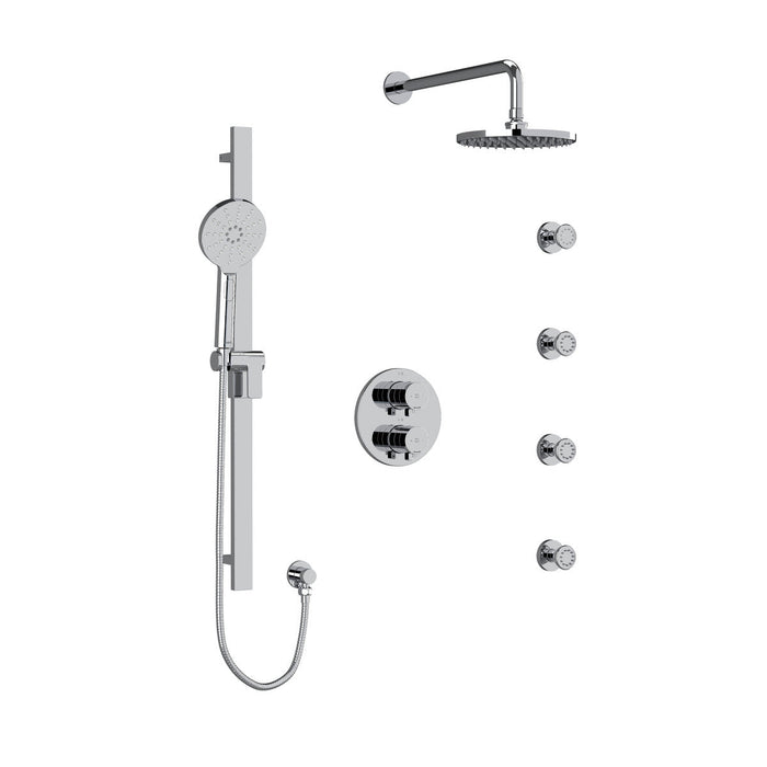 Riobel Paradox Double Coaxial System with Hand Shower Rail, 4 Body Jets and Shower Head