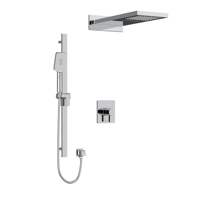 Riobel Paradox Square 3-Way System with Hand Shower Rail and Rain and Cascade Shower Head