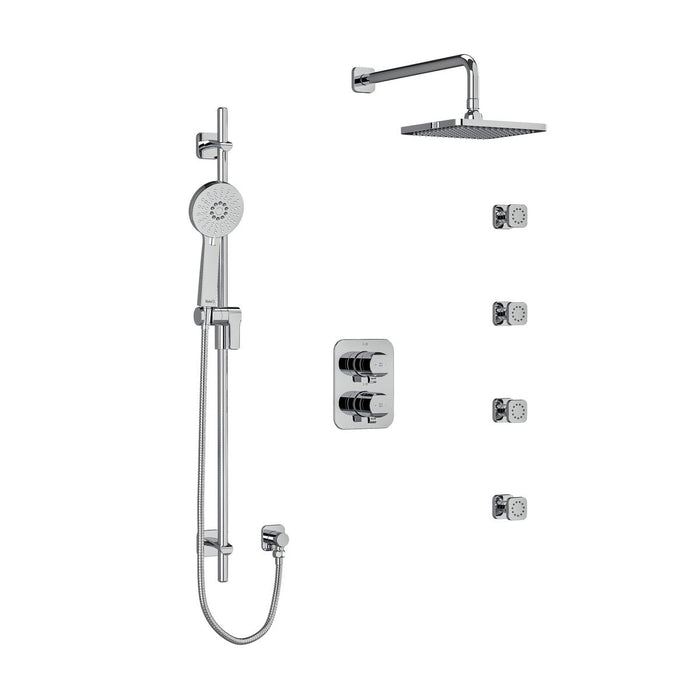 Riobel Salome Double Coaxial System with Hand Shower Rail, 4 Body Jets and Shower Head