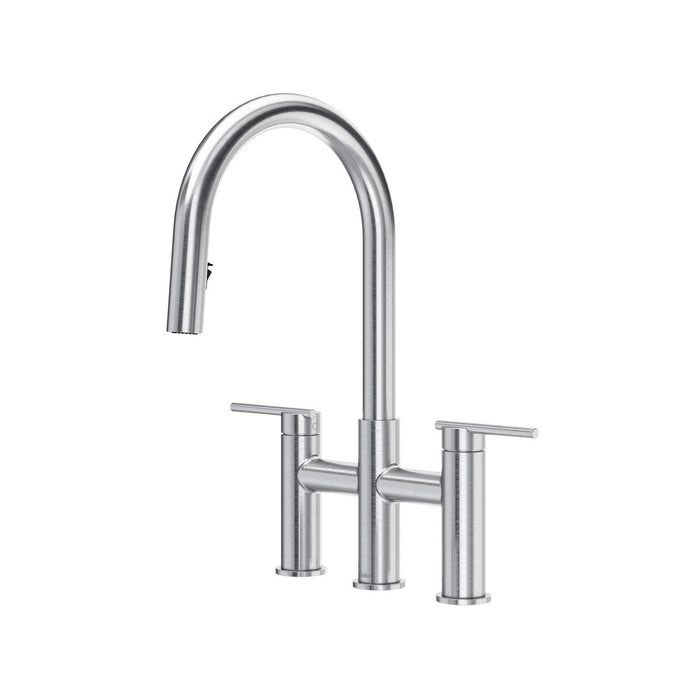 Riobel Lateral Bridge Pull-Down Kitchen Faucet with C-Spout